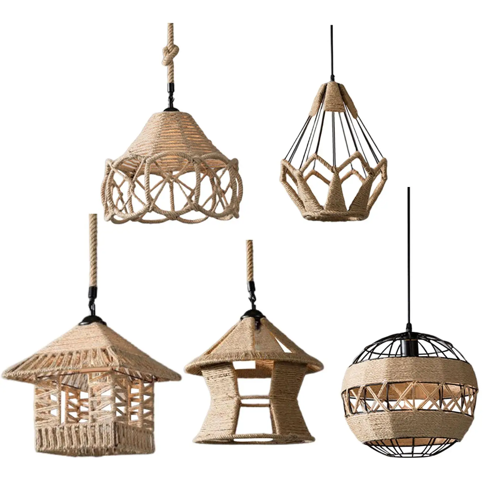 

Hanging Light Fixture Japanese Style Hanging Lamp Industrial Woven Pendant Light for Dining Room Foyer Bedroom Kitchen Entryway