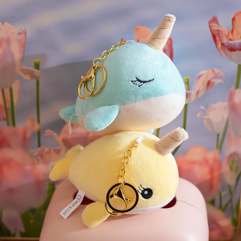 Adorable Narwhal Plush Pendant – Soft Cartoon Sea Creature Stuffed Toy Keychain