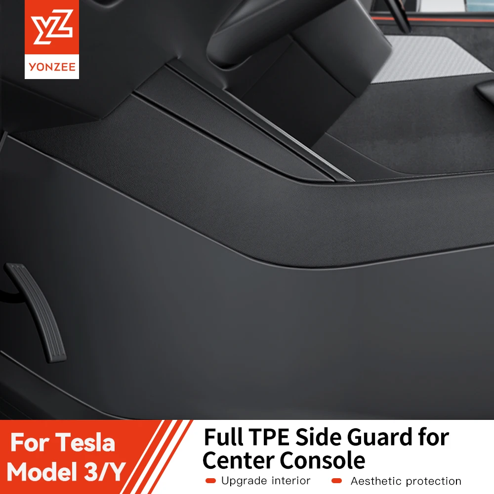 YZ para Tesla Model 3/Y Juniper Highland 2025 TPE Control Central lateral Anti Kick Pad protección antisuciedad Accesorios