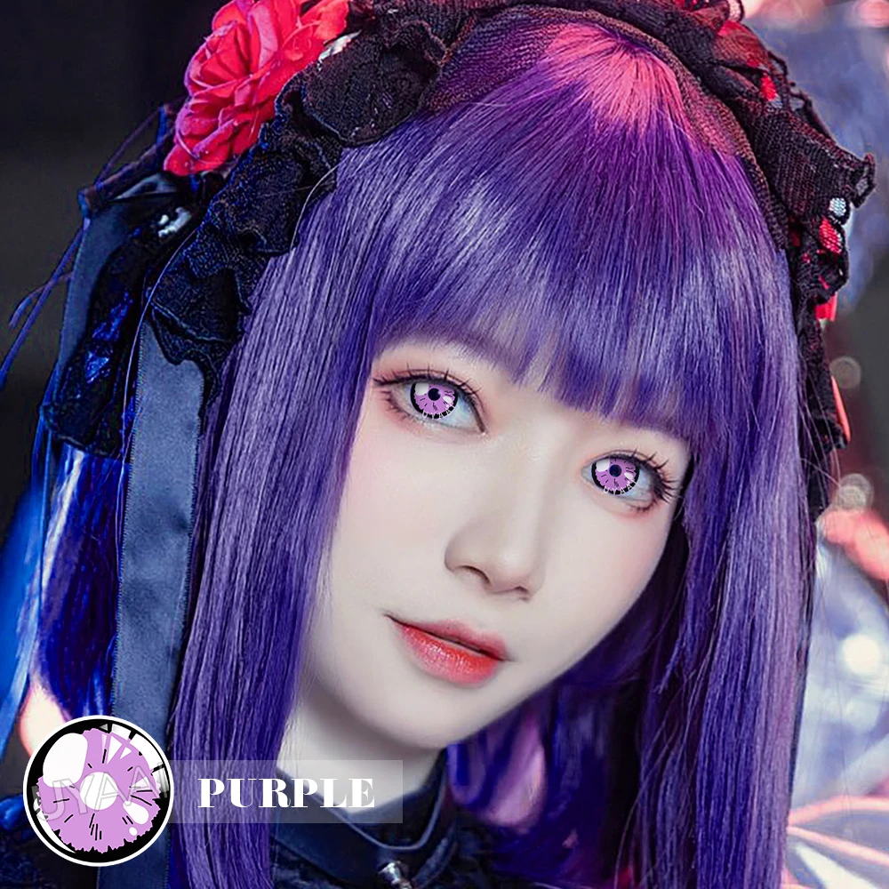 Vibrant Halloween Anime Cosplay Eye Lenses Set - 2 Pcs, Multicolor