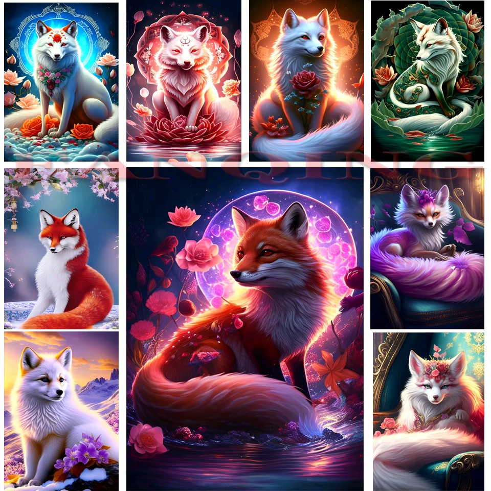 Fox 5D Diamond Painting Mosaic Cross Stitch Animals Diamond Embroidery Full  Square Rhinestone Pictures Home Decor New Arrival