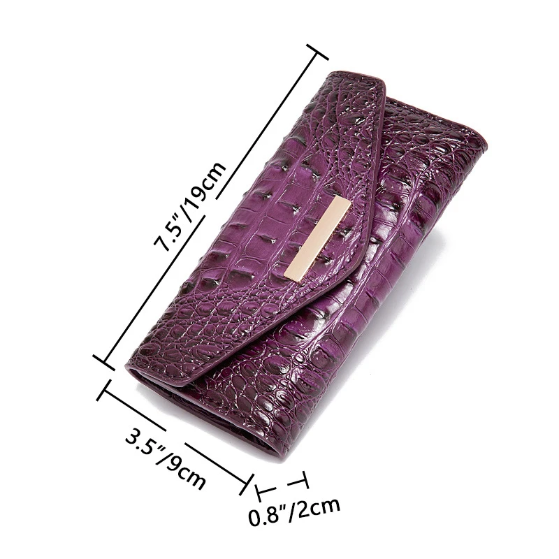 Fashion Alligator Leather Women Long Wallet Luxury Brand Coin Purse Design Clutch Bag Card Holder Zipper Ladies Commuter Purses