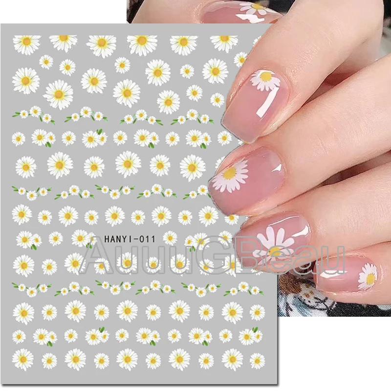 

3d Nail Art Decals Summer Fruits Daisy Sunflowers Adhesive Sliders Nail Stickers Decoration For Nail Tips Manicure