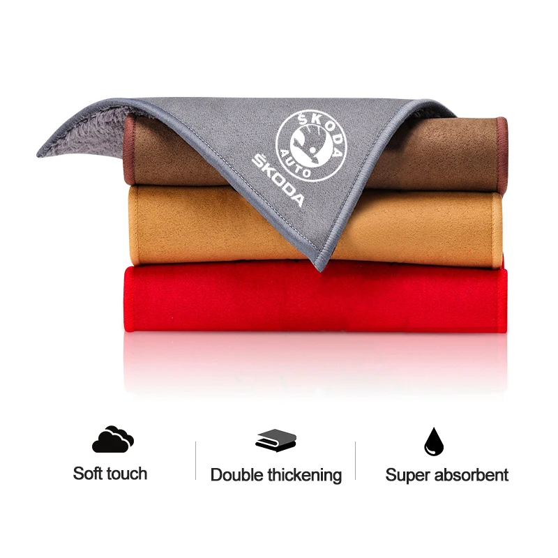 Microfiber Car Cleaning Towel Super Absorbent Towel Clean Tools For Skoda Fabia Octavia Superb Yeti Rapid Kodiaq Kamiq Karoq Vrs car cleaning tools