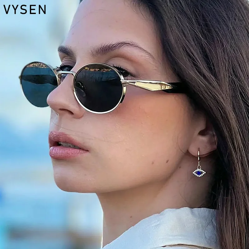 Classic Small Oval Metal Sunglasses Women Men 2025 New Luxury