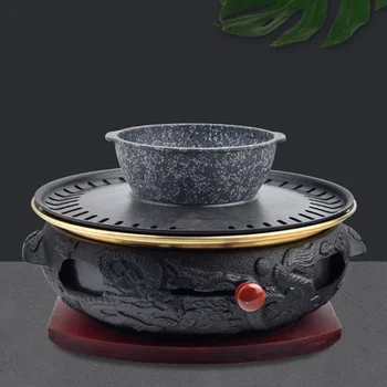 상업용 주철 숯 바베큐 그릴, 가정용 바베큐 스토브 테이블, BBQ 프라이팬, 수프 그릇, 가열 화로 조절 가능
