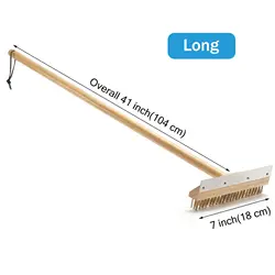 PizzAtHome Premium Copper Bristle Grill & Oven Cleaning Brush with 21 Aluminum Handle (Wood Brush 104cm)