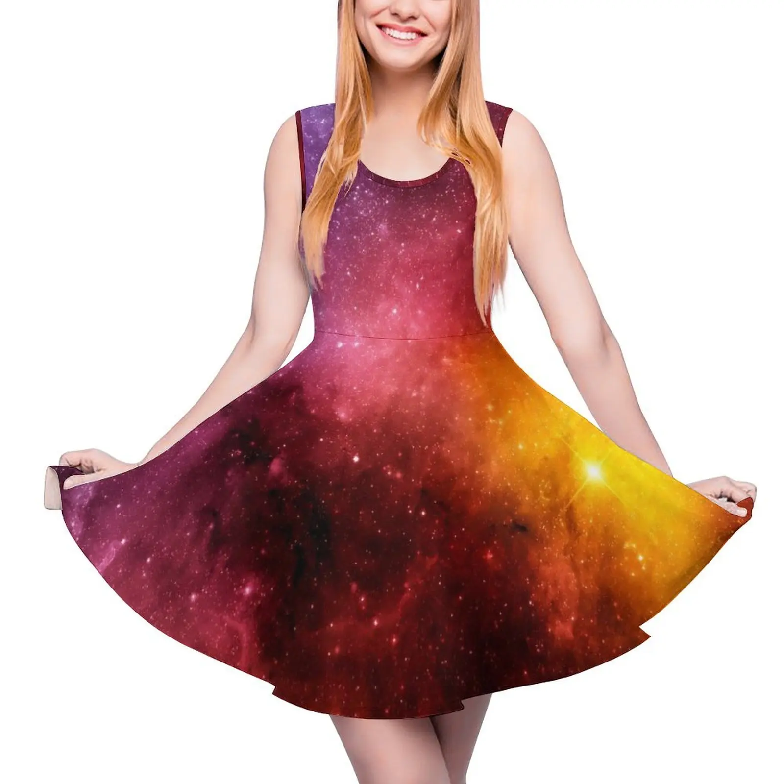

Galaxy And Nebula Dress Outer Space Aesthetic Dresses Woman Kawaii Skate Dress Summer Design Clothes Large Size