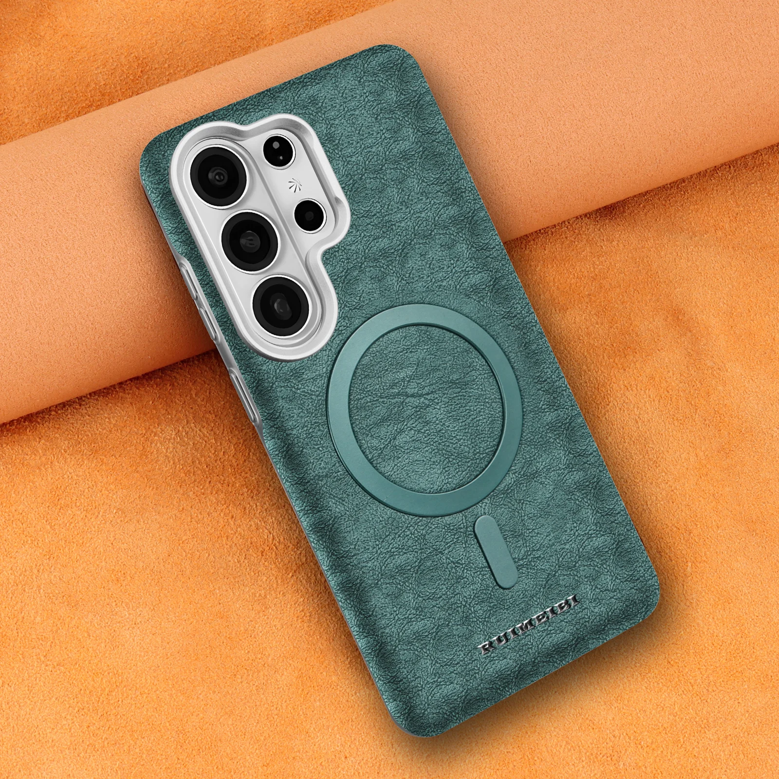 Leather Magnetic Protective Phone Case with Electroplated Finish
