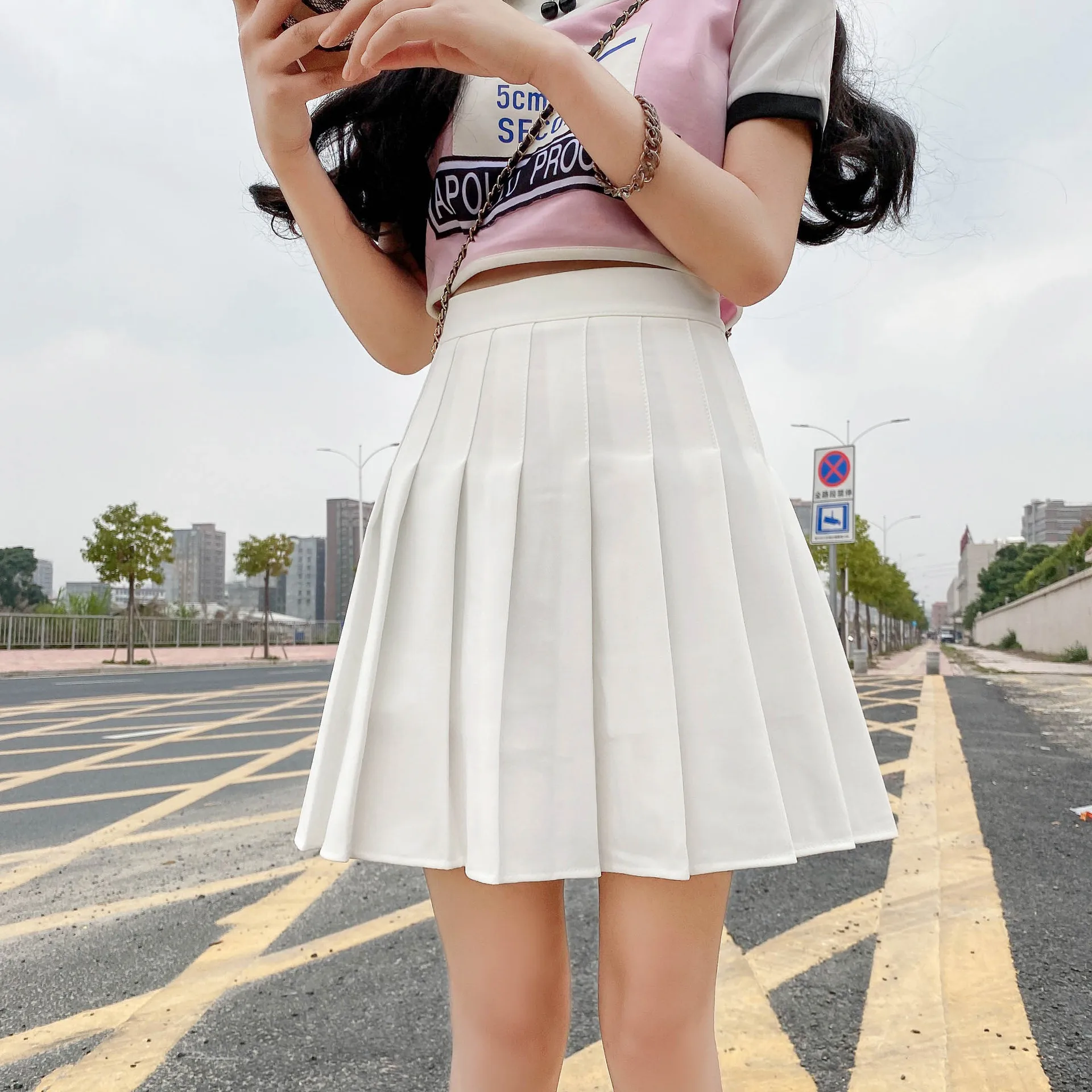 

Plaid Skirt Pleated High-Waist Women's 2022 Summer A-Line Korean College Style School Girls Eam Dance Clothing Mini Short Skirt