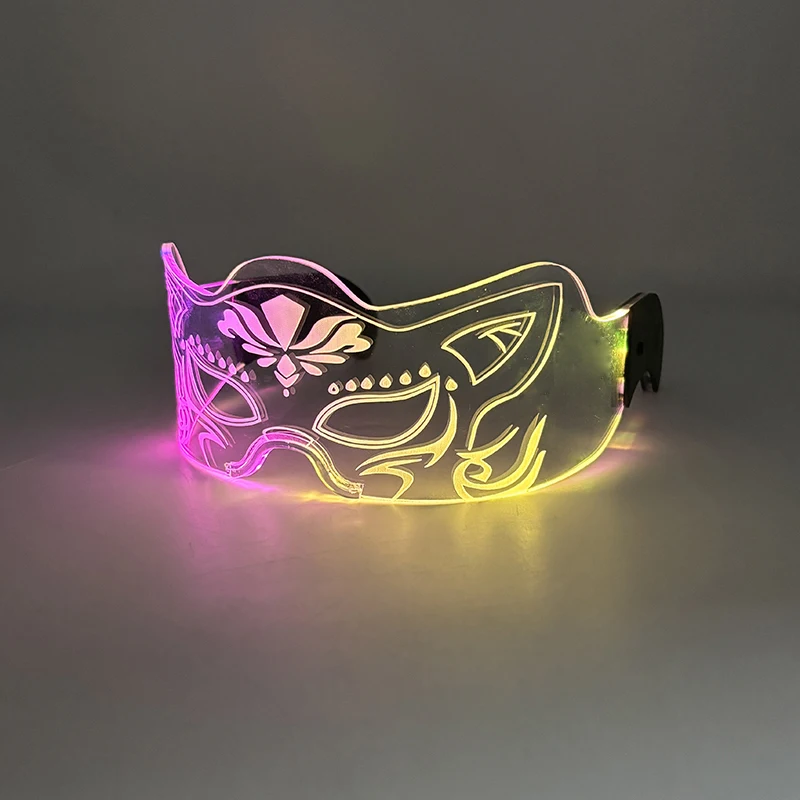 Neues Design Leuchtende Halbgesichts-Fuchsmaske Maskerade-Party LED-Masken Nachtshow-Requisiten Leuchtende Zubehörteile Erwachsenen-Augenmaske Dekoration – Detail 5