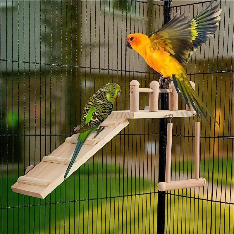 Bird Perch Stand Bird Perches Platform Bird Swing Climbing Ladder Toy Parrot Wooden Playing Exercise Stands Parrot Toys Birds Stand
