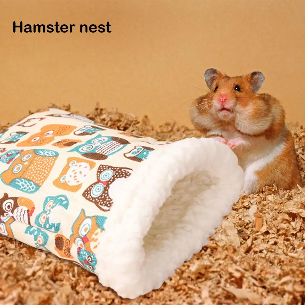 Cartoon Design Pet Bed Non-deforming Hamster Hideout Cozy Hamster Nest Cartoon Design Bed Soft Plush Guinea Pig Sleeping Bag