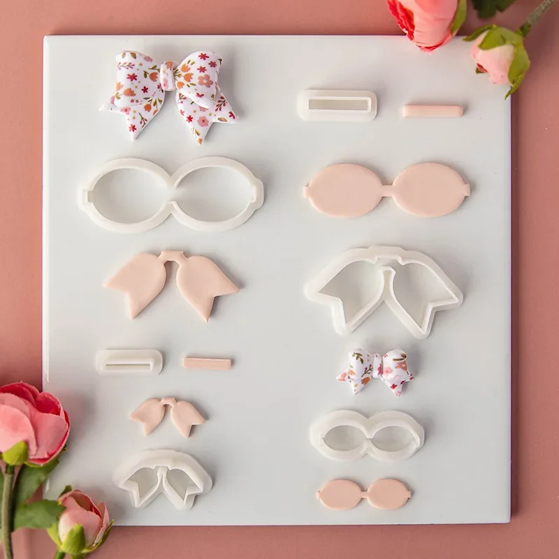 Polymer Clay Cutter 2Pcs/3Pcs Set Bows Shaped Polymer Clay Earring Cutters Dangle Bowknot Clay Molds DIY Pendant Hair Clip Handmade Making