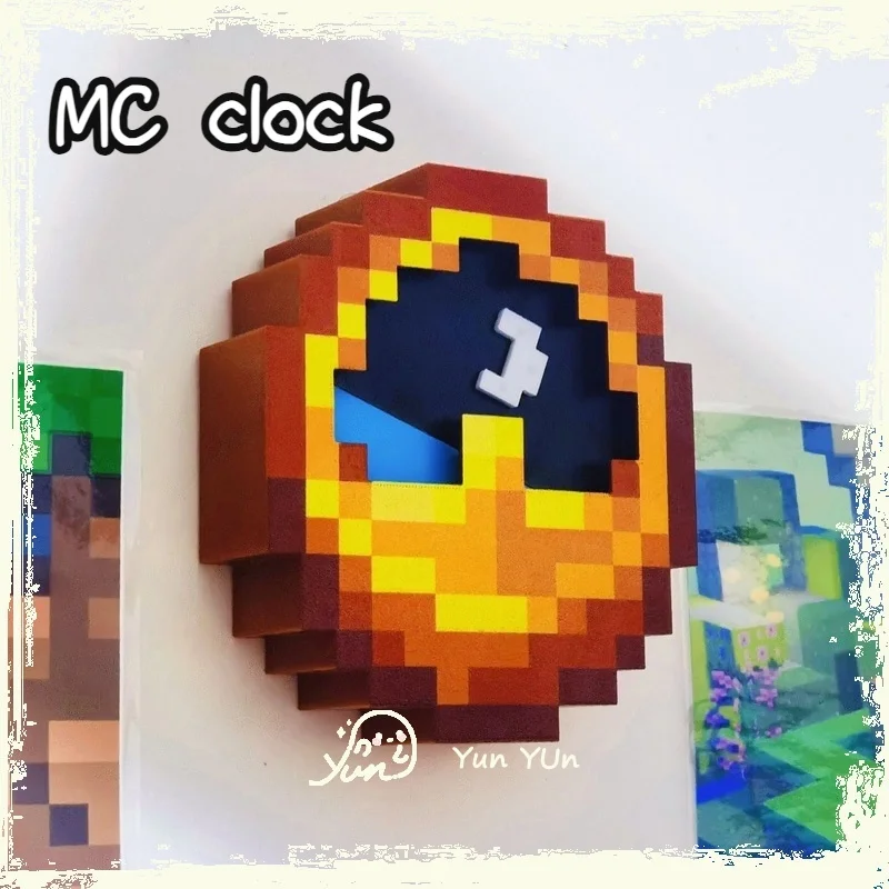 Gaming-Themed Swingable Sun-Moon Clock with Villager Figurine