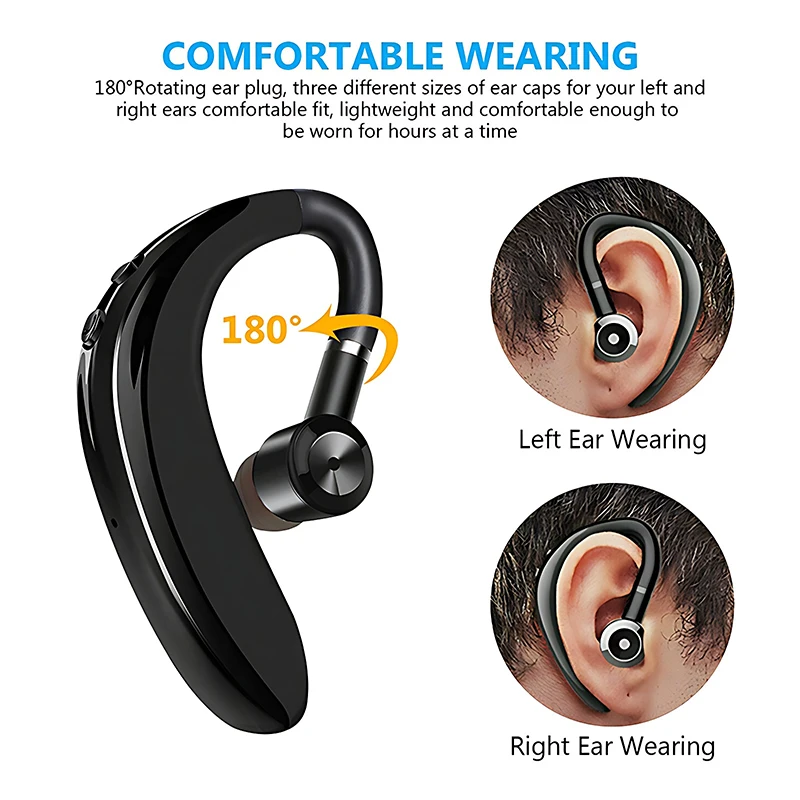 Bluetooth 5.4 Ear-Hook Wireless Earphone 180° Rotation Adjustable Left Right Ear Universal Headset With Mic For Sport Business 5