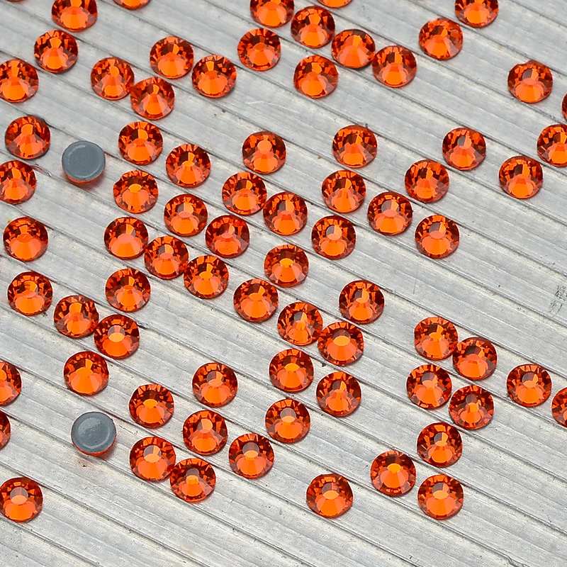 High Quality SS3-SS30 Hot Fix Glass Flatback Rhinestones Glitter Orange  Round Stone Iron on Rhinestone for Clothes Accessories - AliExpress