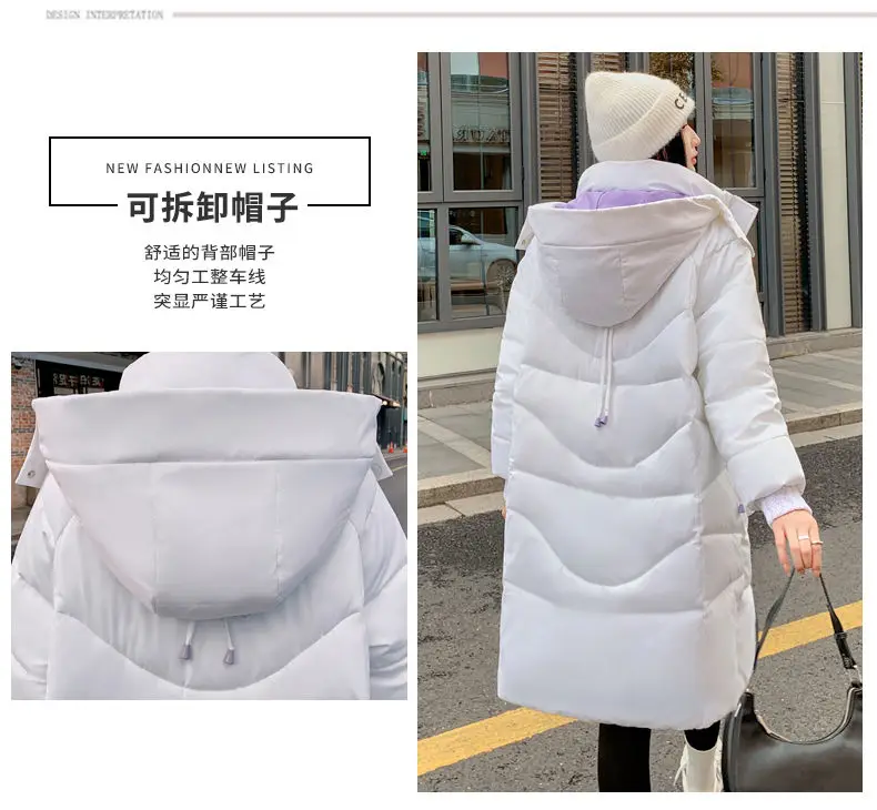 Oversized Winter Hooded Parker Women Down Jacket 2026 New Thicken Cotton Padded Coat Fashion Long Overcoat Female Warm Parkas