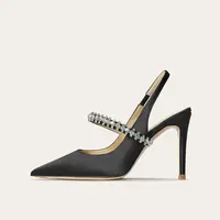 Zapatos Mujer Sandals Women Satin High Heels Wedding Prom Shoes Summer Fashion Silk Diamond Pointed Back Strap Heels - Image 2