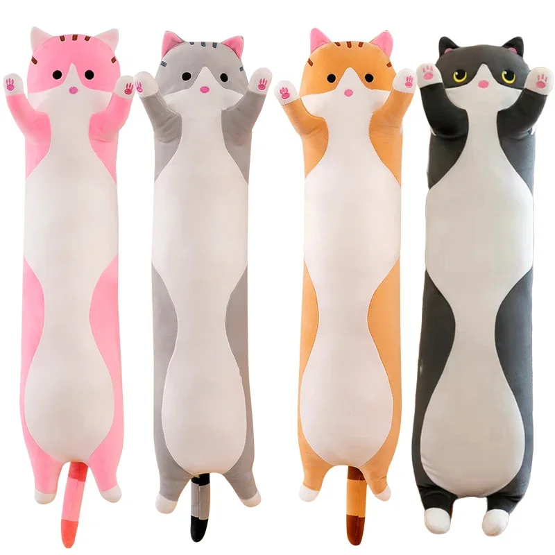 19.5in Cute 50cm Cat Plush Toy Long Pink Brown Grey Sleeping Cats Leg Pillow Squishy Little Animal Doll Appeasing Plushie Gift 1
