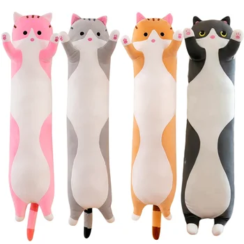 19.5in Cute 50cm Cat Plush Toy Long Pink Brown Grey Sleeping Cats Leg Pillow Squishy Little Animal Doll Appeasing Plushie Gift 1