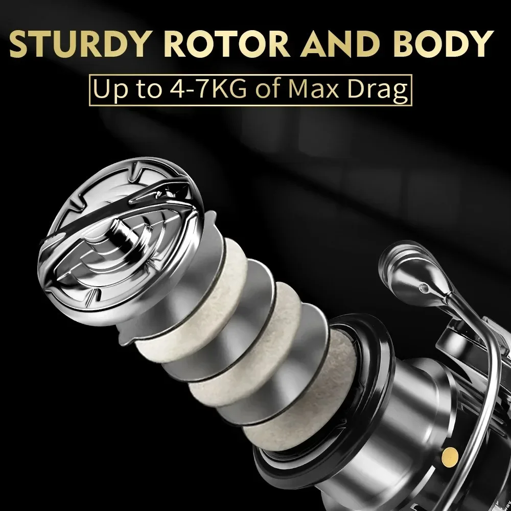 Spinning Reel 1000S 2000S 2500S 3000S Fishing Reel CNC Metal Rocker Arm Casting Reel 5.5:1 Gear Ratio 7+1BB Fishing Tackle