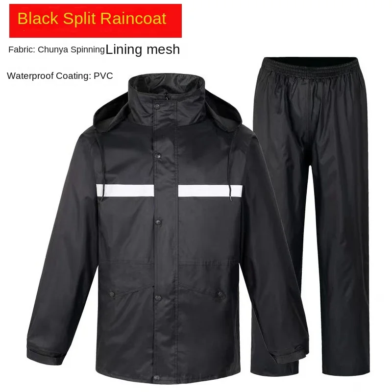 Thickened Motorcycle Raincoat Adult Separable Suit Raincoat Night Reflective Polyester Pongee Fabric Motorbike Rider Rain Coat