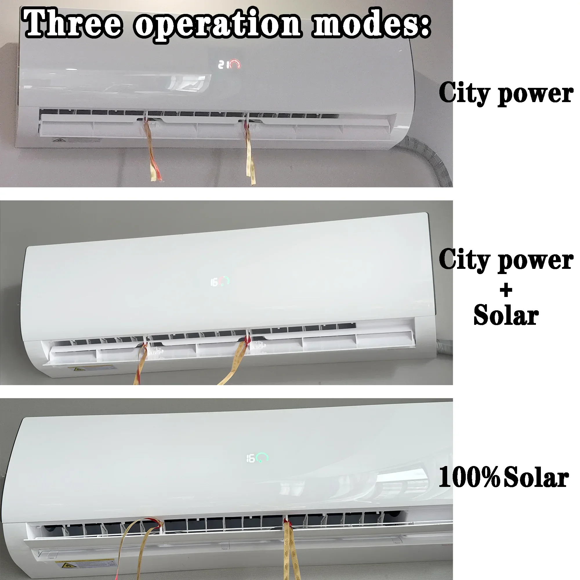 Solar Air Conditioning 12000/18000Btu 1/1.5Ton 1.5/2HP Mini Split Ac System Solar Powered Solar AC DC Hybrid Air Conditioner 4