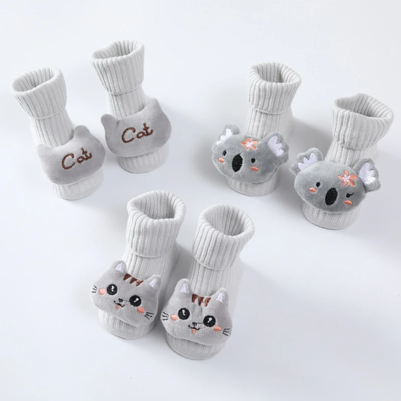 Cotton Baby Socks Solid Cartoon Animals Newborn Warm Sock for Girl Boy Non-skid Toddler Floor Sock Soft Toddler Socks 0-12M 2