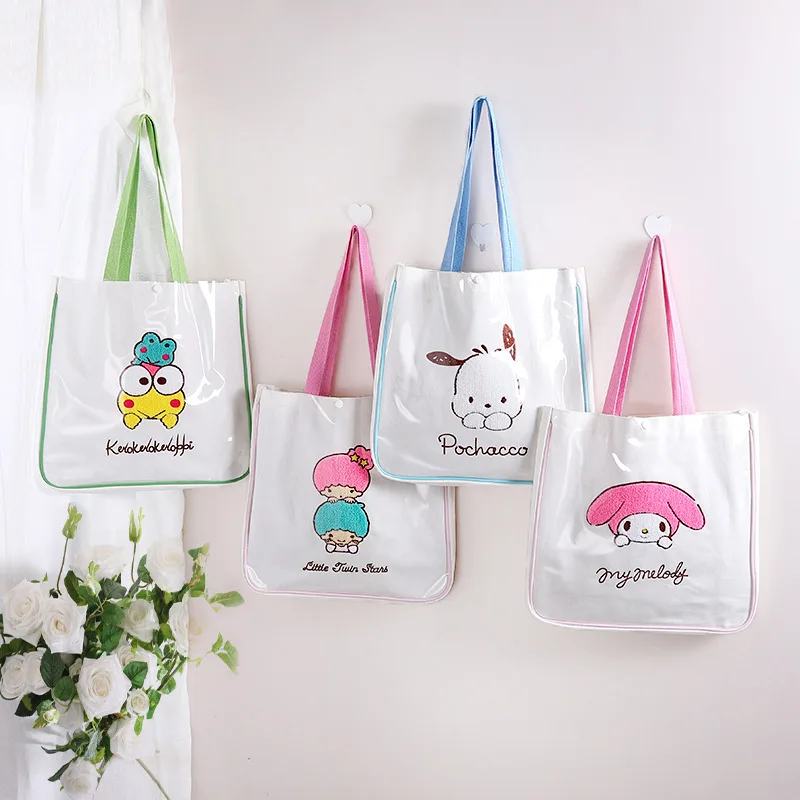 

Sanrio Kawaii Hello Kitty Kuromi My Melody Cinnamoroll Cute Cartoon Embroidery Figures Casual Totes Shoulder Bags Crossbody Bags