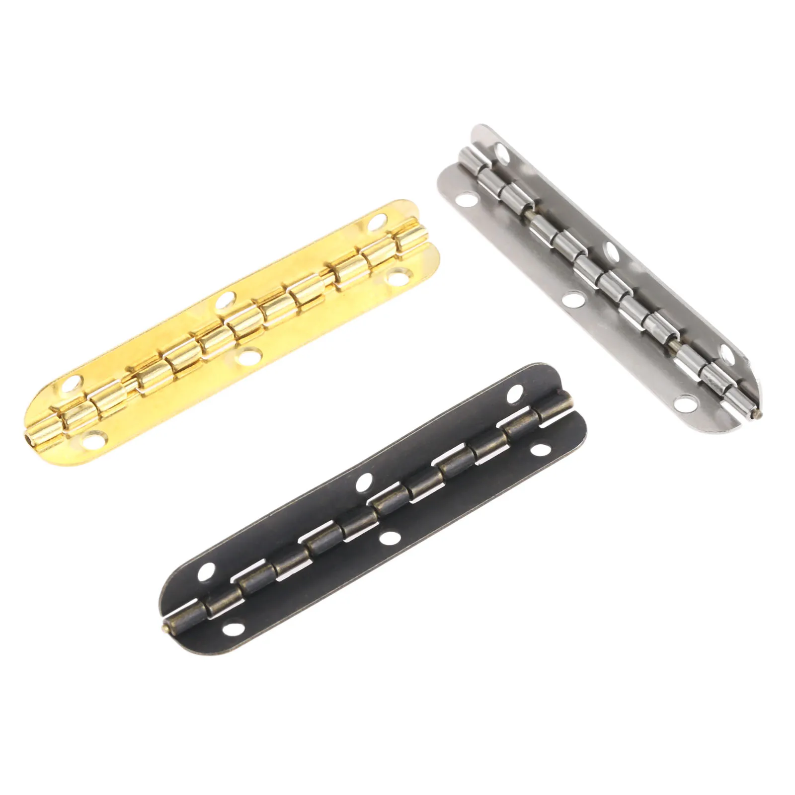 Hinges + 24 screw Rounded Long 6 Holes Silver/Antique bronze/Gold 65*15mm Retro Decor Chest Wood Jewelry Box 90/180 Degree 4pcs