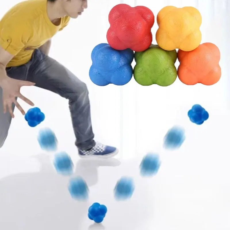 Hexagonal Reaction Ball Football Basketball Sport Speed Agility Skills Training Unpredictable Reaction Ball Outdoor Fitness