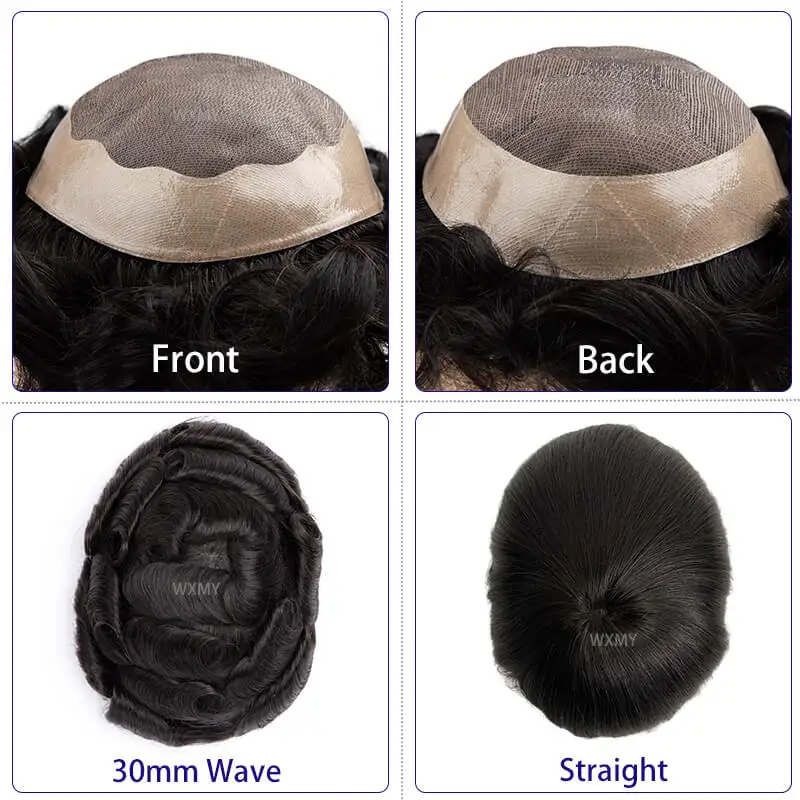 Моно-силиконовый парик из микрокожи мужской протез волос 100% натуральные человеческие волосы парики для мужчин парики капибара мужской блок системы париков