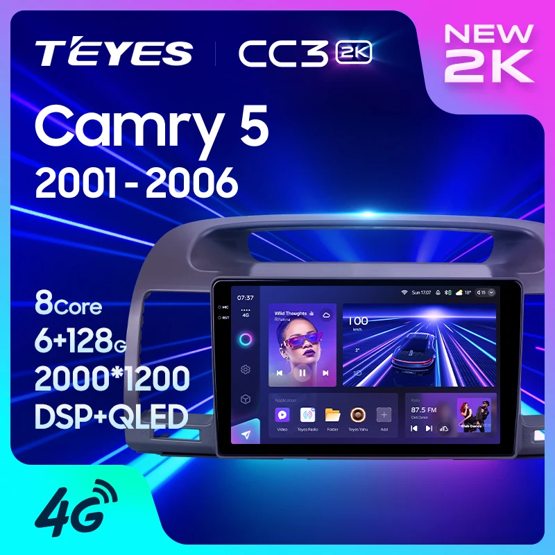 TEYES CC3 2K 도요타 캠리 5 XV 30 2001 - 2006 차량용 라디오 멀티미디어 비디오 플레이어, 내비게이션 스테레오 GPS, 안드로이드 10, No 2din 2 din DVD