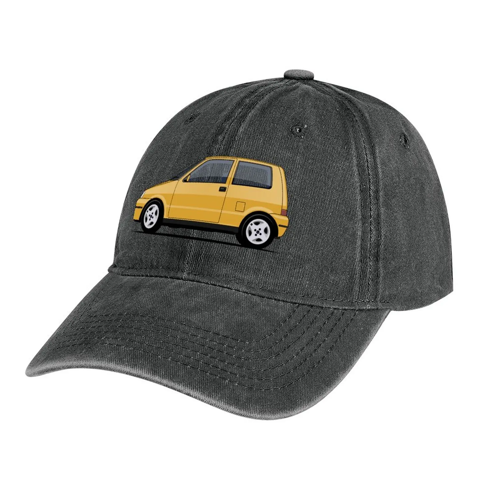 Fiat Cinquecento Sporting Broom Yellow Edition Cappello Da Cowboy Cappello Da Camionista Nero Da Uomo Femminile