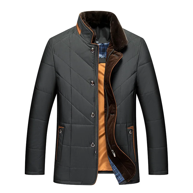 Winter Jackets for Men Brand Coat Middle-aged Men Business Short Parkas Solid Fur Collar Cotton Padded Jacket Keep Warm Fashion