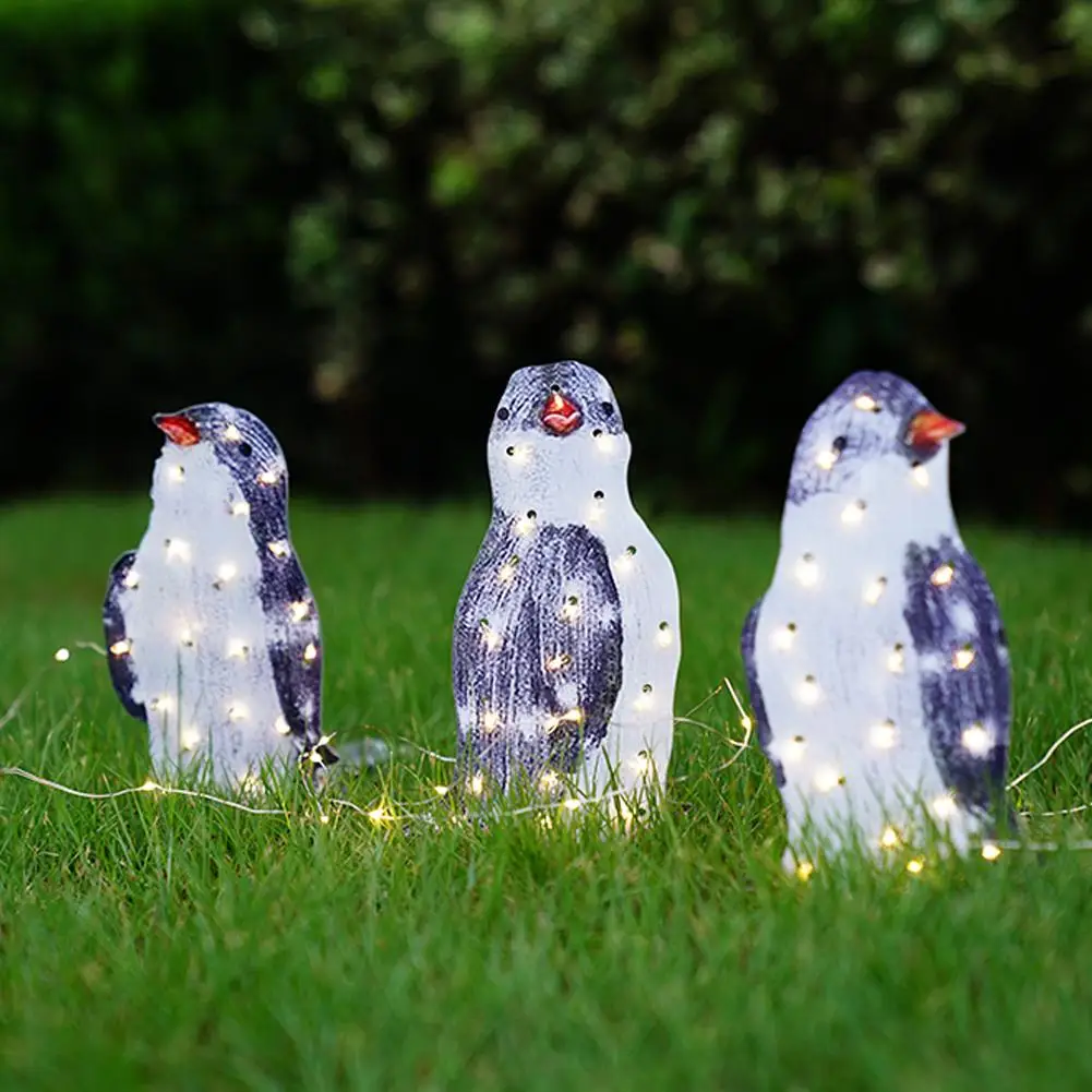 

1Pcs Christmas Penguin Floor Decoration Lighted Decoration Festive Festive Stake Decoration Light Ground Decoration Ground Z3K1