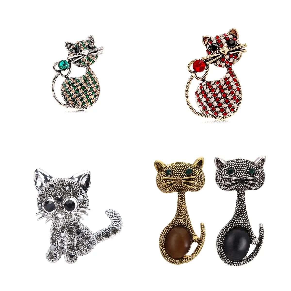 

1PC Fashion Cute Rhinestone Animal Cat Brooch for Women Lapel Pins Wedding Party Accessories