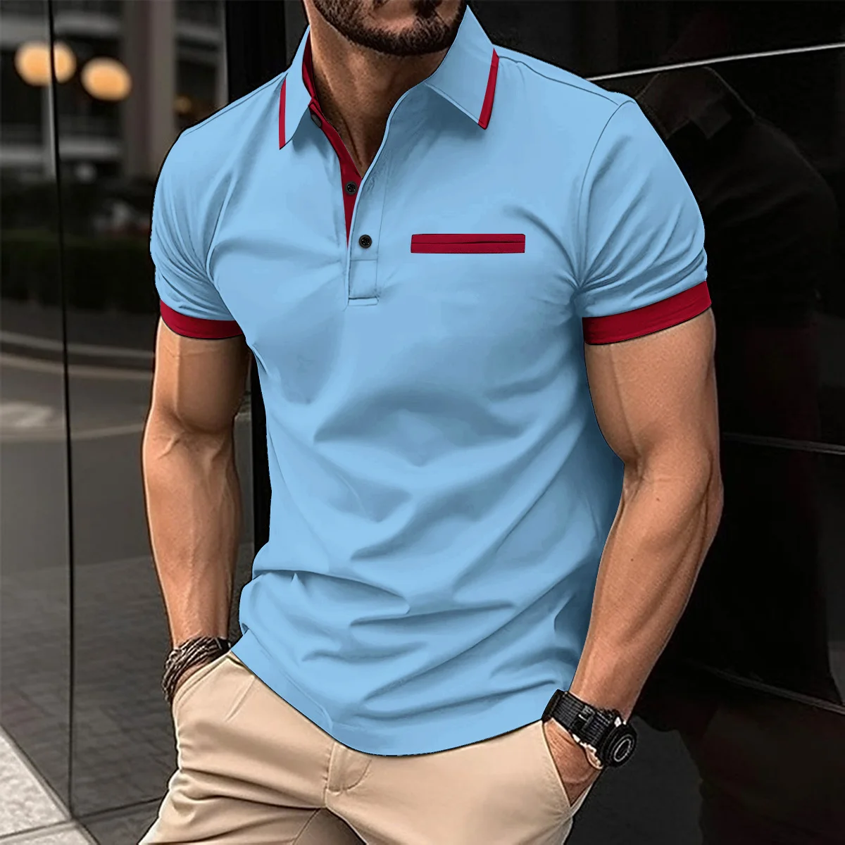

Summer new men's collar hollow short sleeved polo shirt breathable business fashion T-shirt men's brand clothing