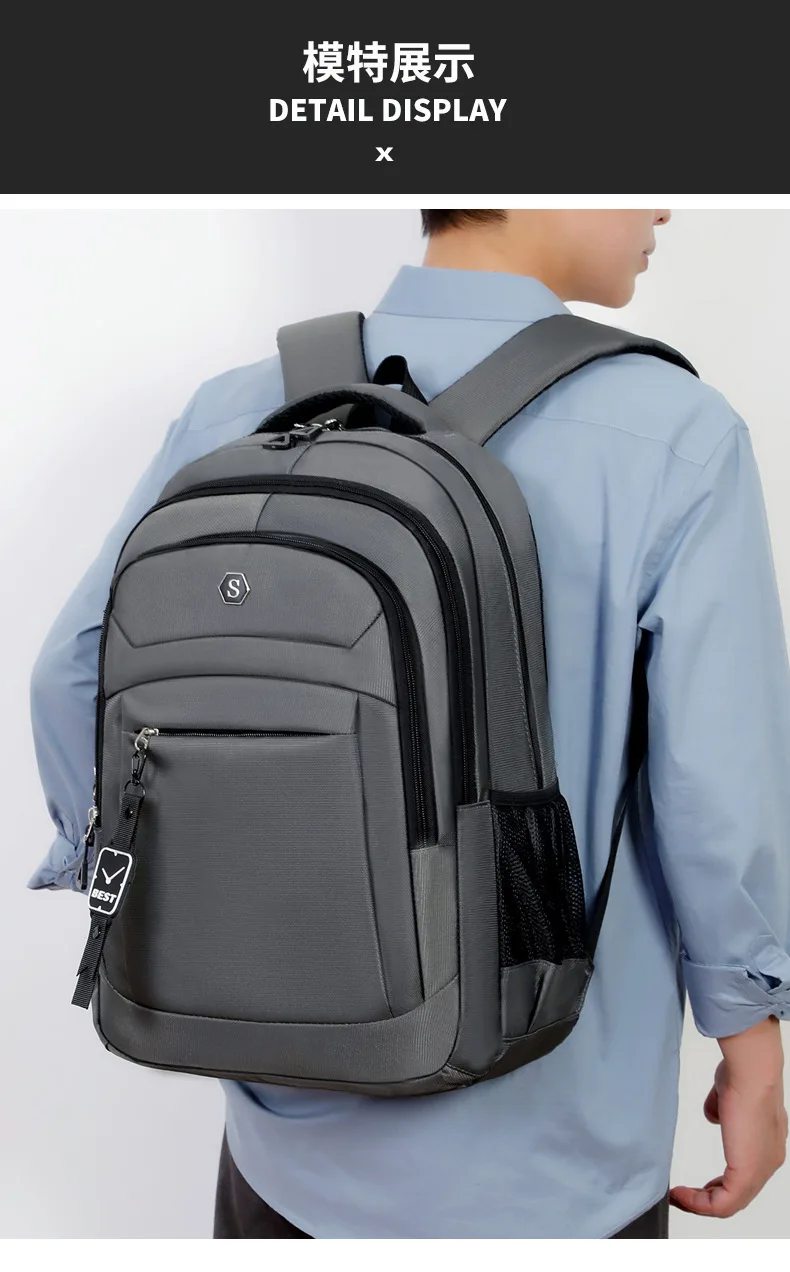 Casual männer Rucksack Kurze Reise Multi-Tasche Laptop Tasche Hohe Kapazität Rucksack Für Männer Schichten Verdicken Doppel Schulter taschen – Detail 22