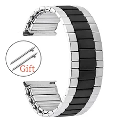Stylish Metal Elastic Stretch Watch Band - 22mm Stainless Steel Expansion Wristband Accessories - 22mm (Sliver Black - M)