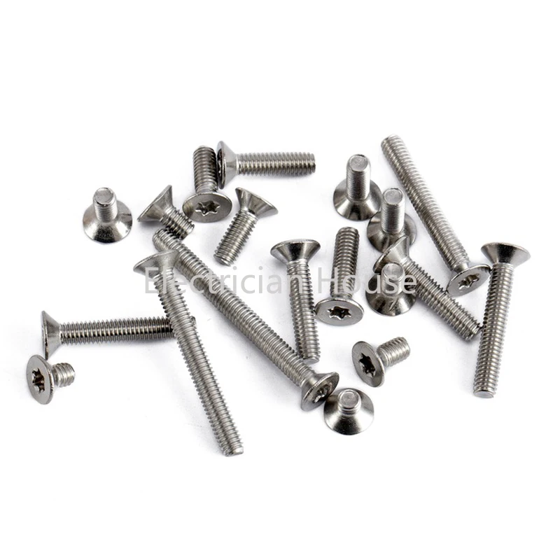 Torx Screw Bolt 10pcs/lot Six-Lobe Torx Flat Countersunk Head Screw Bolt M1.6 M2 M2.5 M3 M4 M5 M6 M8 304 A2-70 stainless steel GB2673