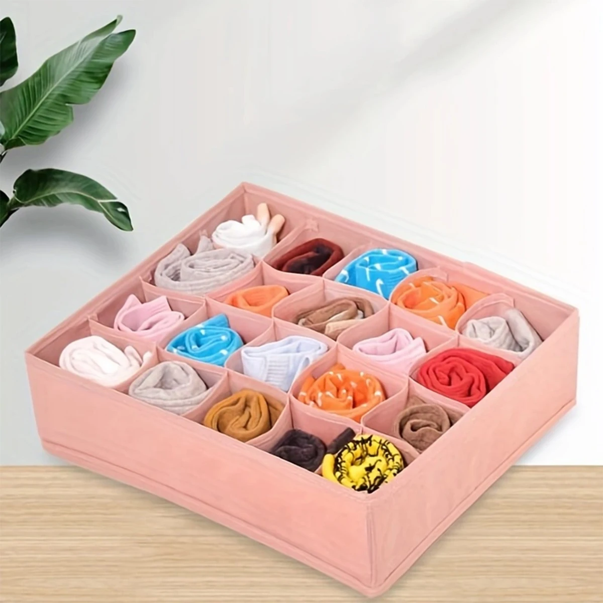 1pc breathable fabric underwear storage box, folding multifunctional drawer organizer for bras and socks, drawer organizer 4