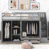 Bed Frame Functional Twin Loft Bed with Stairs 2Drawer and 3 Shelves Twin Size Loft Bed Frame with Wardrobe No Box Spring Needed 1