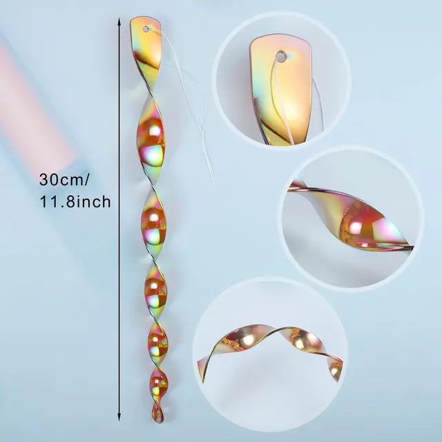 8 db Fényvisszaverő Madárrátrúd 7 Színű 30 Cm Függő Madárriasztószerek Reflektív Szél Spirális Rúd Kerti Madár Ellen - Image 6