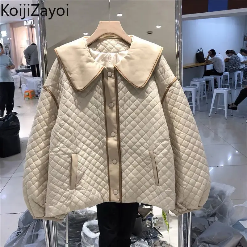 

Koijizayoi Sweet Women Quilted Coat Students Casual Loose Winter Wamr Thicken Parkas Single Breasted Outwear Jacket Ropa Mujer