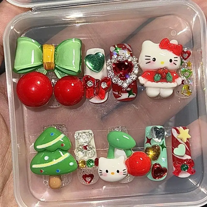 

Hello Kitty Sanrio Плюшевые Милые Мультяшные милые рождественские котенки в армированной аниме плюшевые игрушки для девочек детские игрушки подарок на день рождения