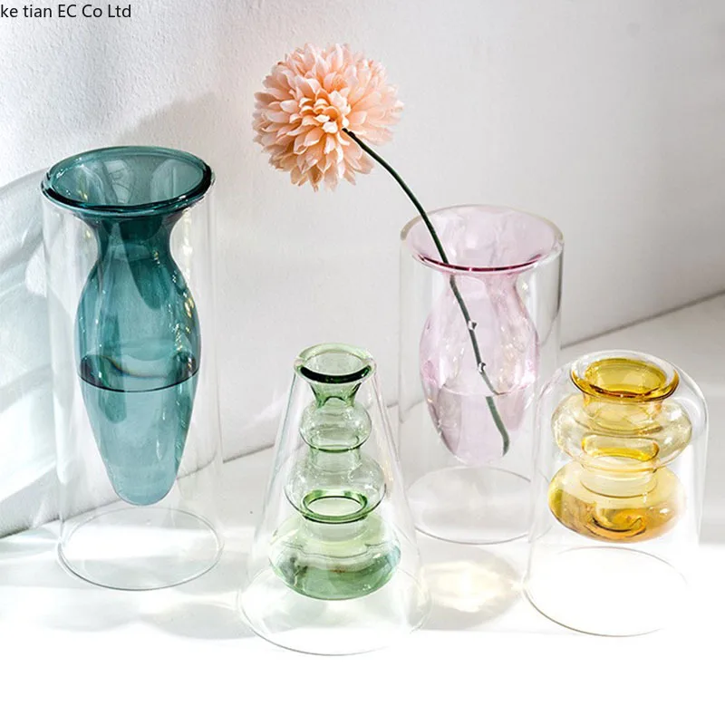 Nordic colour double glass diffuser Creative Essential oil perfume reed diffuser bottle Living room home bathroom decoration