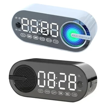 Altoparlante Bluetooth senza fili Sveglia RGB TWS USB LED Specchio Orologio digitale FM Ampio display Soggiorno Home Office Decorazione 1