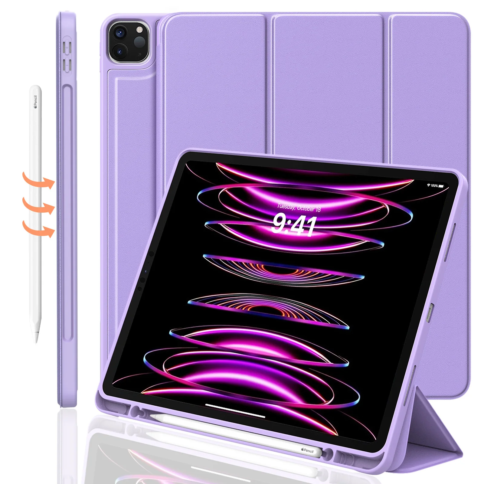 

MoKo Case for iPad Pro 12.9 6th/5th/4th/3 Generation 2022/2021/2020/2018,iPad Pro 12.9 Case with Pencil Holder,Stain Stand Case